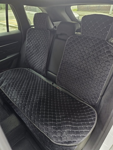 Гелакси  Накидки на сиденье универсальные велюр задний ряд черные с боками с белой ниткой 3шт  фото 2