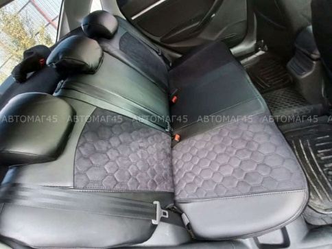 Авточехлы  Lada Vesta Лада Веста седан SW SW Cross экокожа алькантара черная соты г.Ростов   фото 3