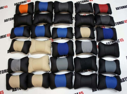 Подушка  под шею экокожа и ткань    фото 1