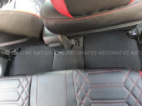 EVA ЭВА  коврики в салон Nissan Almera Classic 2006-2013г черные рисунок ромб/соты комплект 5шт    фото 6