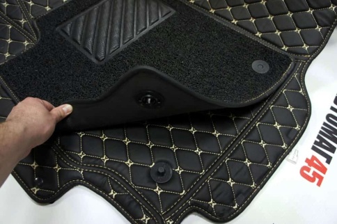 Ковры  5D экокожа Toyota Camry V40/V45 2006-2011г черный с бежевой ниткой+ворс компл Like АКЦИЯ! фото 11