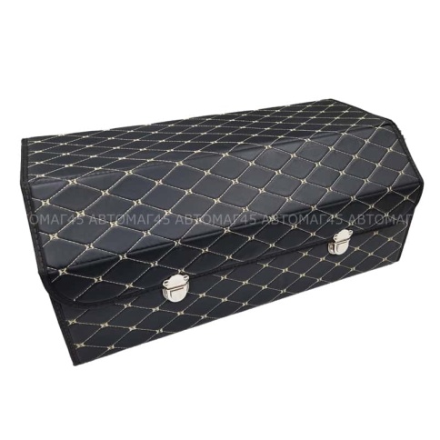 C2R Органайзер  багажника кофр экокожа черный с бежевой ниткой 70 x 30 x 30см MAXIMAL Big   фото 1