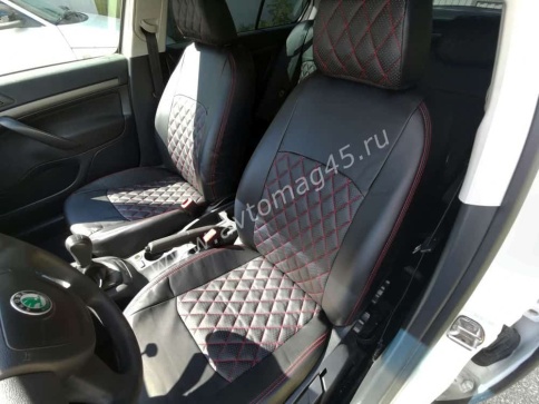 Авточехлы  Skoda Octavia А7 Шкода Октавиа А7 2013-2020г экокожа черная ромб    фото 1