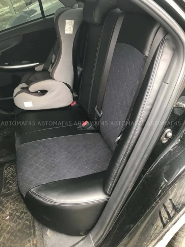 Авточехлы  Toyota Corolla Тойота Королла 2007-2013г кузов 150 экокожа алькант черная серая нить ромб фото 4