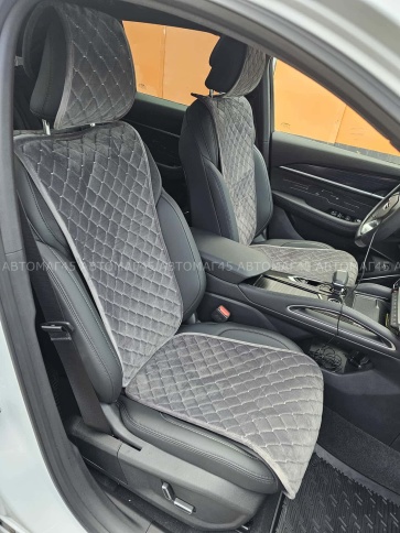 Автотренд  Накидки на сиденье на силиконе велюр узкий сигара серый 2шт    фото 6