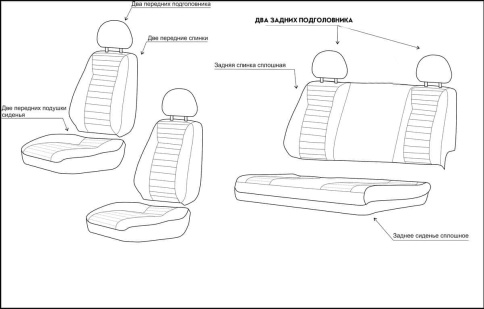 Авточехлы  Лада Granta Гранта  1/1 с 08.2018г экокожа черная с красной ниткой ромб Офис    фото 4