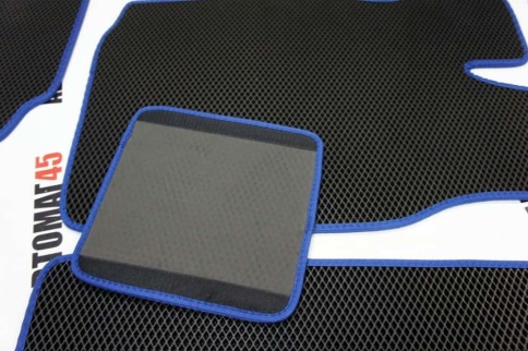 EVA ЭВА  коврики в салон ВАЗ 2101 2107 черные синий кант  рисунок ромб комплект 5шт    фото 2