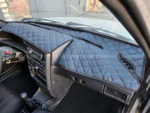 Накидка на панель ВАЗ 2114 2115 только европанель с синей ниткой экокожа фото 2