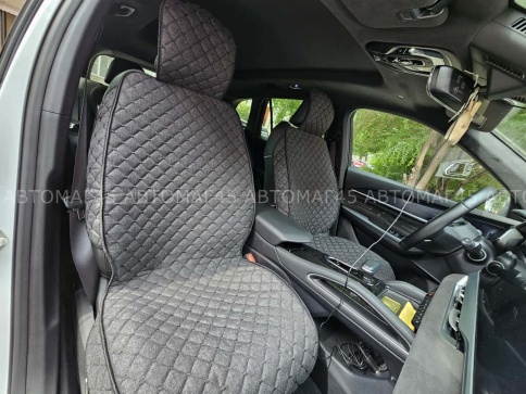 Чехлы  накидки на сиденье лен 2Д черный передние 2шт LEX   фото 1