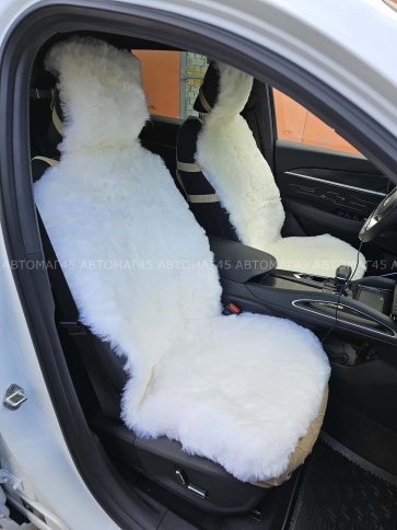 Накидки  короткий ворс мутон белый на коже 140х55см 2шт    фото 5