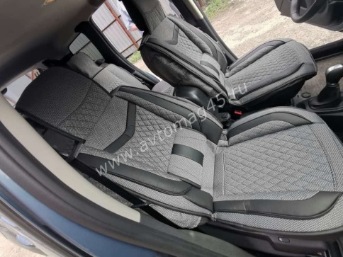 Чехлы  накидки на сиденье лен форма 2Д серый комплект 5шт  фото 5