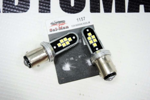 SALMAN лампа светодиодная P21/5W T25/5 12SMD c цоколем 6000K 950Lm двухконт белая 2шт АКЦИЯ! фото 5