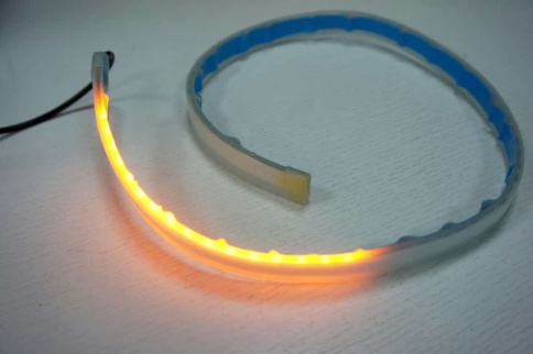 Универсальная диодная лента для фар гибкая белая желтая + поворотник 60см 2шт фото 2