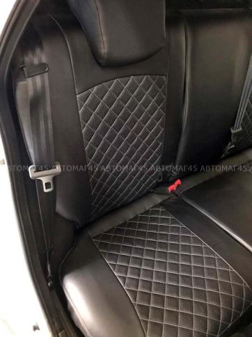 Авточехлы  Лада Granta Гранта до 08.2018г 1/1 2/3 экокожа черная с серой ниткой ромб    фото 2