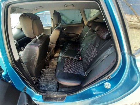 Авточехлы  Kia Ceed Киа Сид 2006-2012г экокожа черная серая нить ромб    фото 3