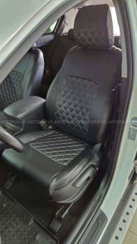 Авточехлы  Kia Sportage Киа Спортаж 2016-10.2022г 4 пок экокожа черная красная нить ромб    фото 10