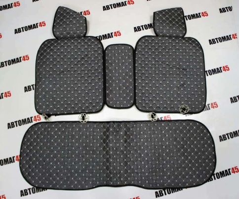 Чехлы  накидки на сиденье лен 2Д серый комплект 5шт фото 6