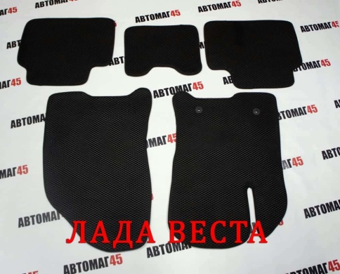 EVA ЭВА  коврики в салон LADA Vesta Веста Vesta SW SW Cross NG черные черный кант рис ромб комп 5шт фото 1