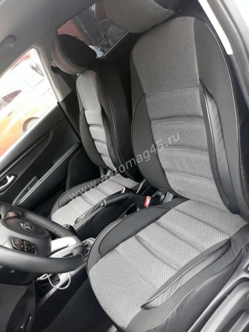 Авточехлы  Kia Rio Киа Рио 2011-2017г Hyundai Solaris 2011-2017г жаккард черно-серый Ижевск    фото 4