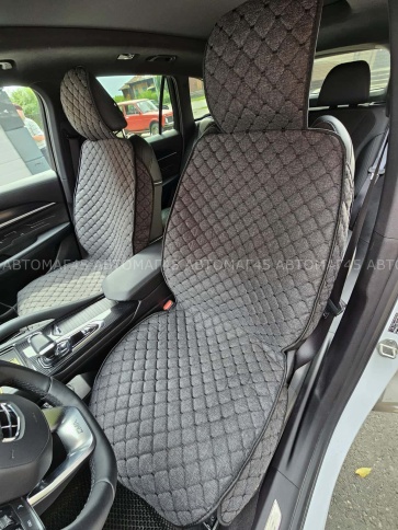 Чехлы  накидки на сиденье лен 2Д черный передние 2шт LEX   фото 4