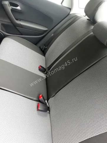 Авточехлы  Volkswagen Polo Фольцваген Поло седан 1/1 2010-2020г жаккард черно-серый Ижевск    фото 5
