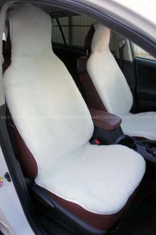 Накидка  на сиденье короткий ворс белая шерсть 60% 145х55см 1шт    фото 2