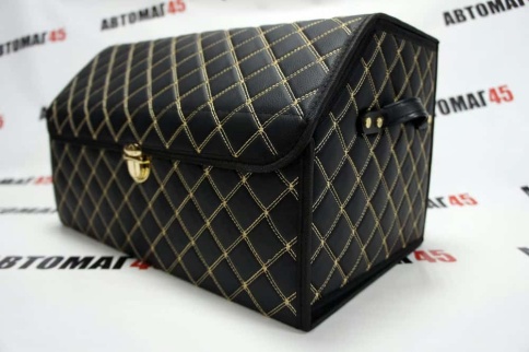 Органайзер  багажника кофр экокожа черный с белой ниткой 50 x 30 x 30см MAXIMAL Middle   фото 5