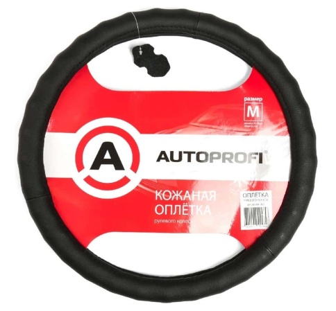 Autoprofi  оплетка руля кожа черная ребристая размер XL AP-265 BK   фото 1