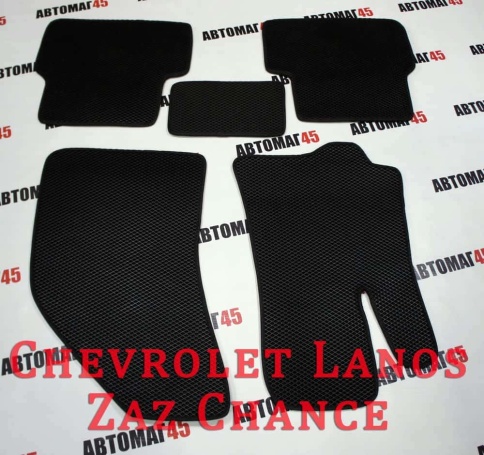EVA ЭВА  коврики в салон Chevrolet Lanos 2005-2009г черный рисунок ромб комплект 5шт    фото 1