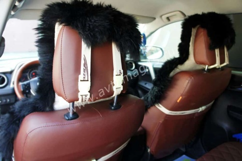 Накидка  длинный ворс черный 140х50см подклад черный 2шт    фото 4