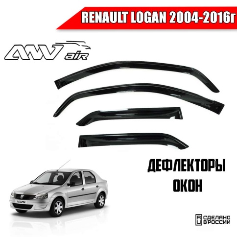 ANVair  дефлекторы окон Renault Logan Рено Логан 2004-2016г комплект 4шт    фото 1