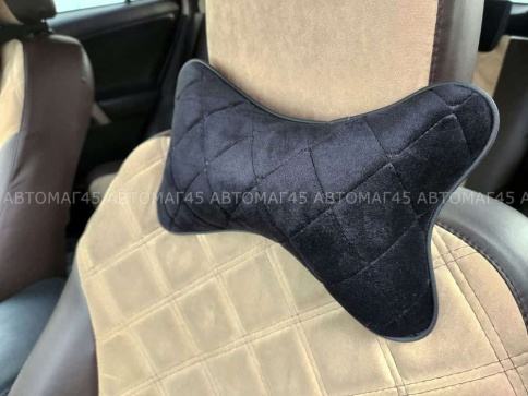 Maximal Подушка косточка под шею велюр черная с черной ниткой 26х19см 1шт    фото 4