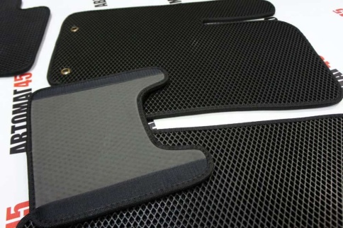 EVA ЭВА  коврики в салон Kia Rio 2011-2017г Hyundai Solaris 2011-2017г черные рисунок ромб компл 5шт фото 4