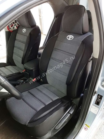 Авточехлы  Toyota Corolla Тойота Королла 2007-2013г кузов 150 жаккард черно-серый Ижевск    фото 6