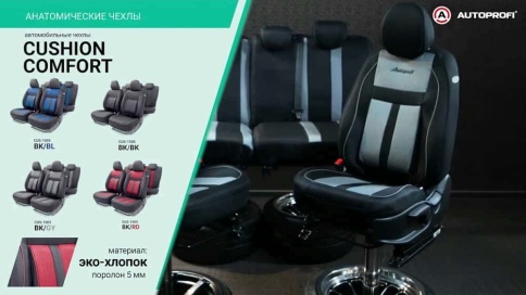 Autoprofi Сushion Comfort  чехлы универсальные черно-серые поясничная поддержка эко-хлопок 15 предм фото 2