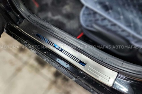 Накладки на внутр пороги Kia Rio 4 Киа Рио 4 2017-2022г широкие алюминий 4шт фото 7