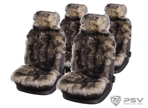 PSV Jolly Extra Накидки на сиденье длинный ворс бело-черный 140x50 комплект 5шт    фото 1