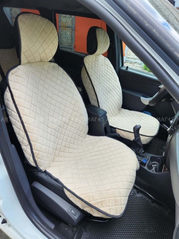 Гелакси  Накидки на сиденье на силиконе велюр бежевый 2шт    фото 7