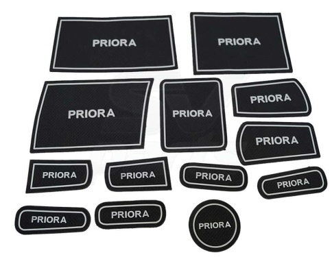 Коврики в ниши Лада Lada Приора Priora 1 белые буквы 13пр. фото 1