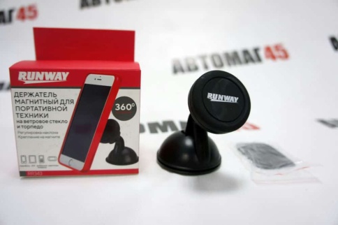 Runway  Держатель телефона и планшета на лобовое стекло и панель магнитный черный    фото 3