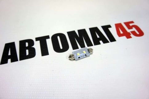 Маяк  лампа светодиодная С10W T11 41мм 2 SMD c обманкой 5000K 90Lm 1 шт    фото 2