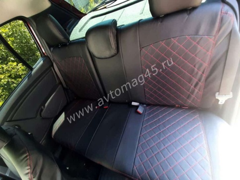 Авточехлы  Renault Duster до 2015г Sandero S.Stepway до 15г 2/3 Terrano 14-16 экокожа сер.нить ромб фото 7