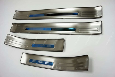 Накладки на внутр пороги Kia Rio 4 Киа Рио 4 2017-2022г широкие алюминий 4шт фото 2