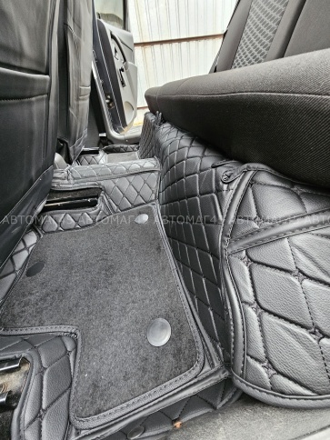 C2R Коврики 5D экокожа Лада Гранта Lada Granta 2011-2026г черный с черной ниткой+ворс комплект фото 6