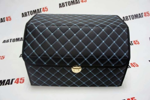 Органайзер  багажника кофр экокожа черный с синей ниткой 70 x 30 x 30см MAXIMAL Big   фото 4