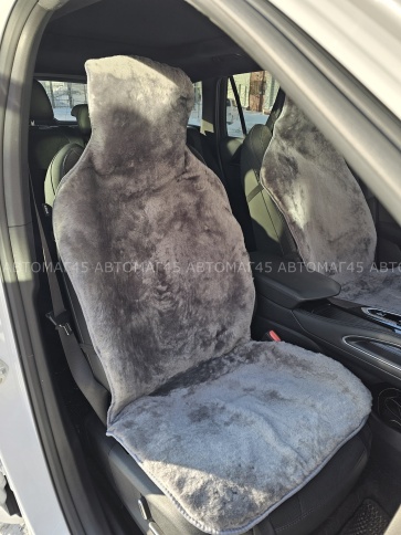 Накидки  короткий ворс мутон 145х55см серый на силикон.основе 2шт фото 1