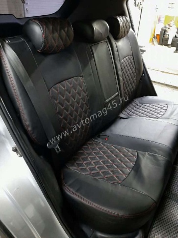 Авточехлы  Kia Sportage Киа Спортаж 2010-2016г Hyundai ix35 9-15г экокожа черная серая нить ромб    фото 2