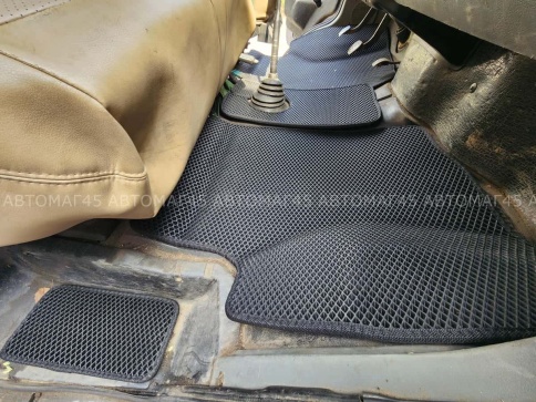 EVA ЭВА 3D коврики в салон полномасштабные Газель Газель бизнес черные рисунок ромб 2шт    фото 3