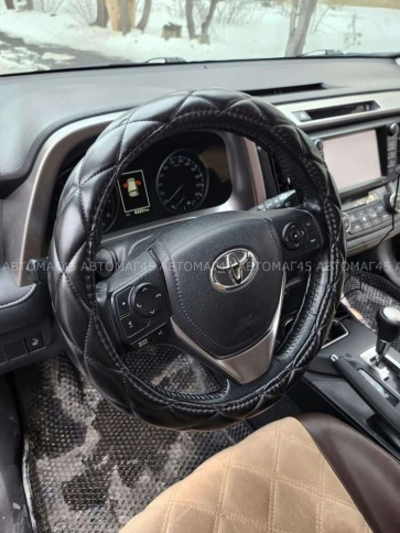 Maximal  оплетка руля кожа черная ромб черная нитка размер 37-39см R-01-BLBL   фото 6