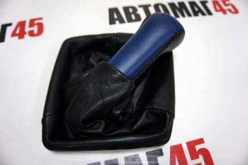 Azard  Ручка КПП с чехлом Лада Приора экокожа черно-синяя    фото 2